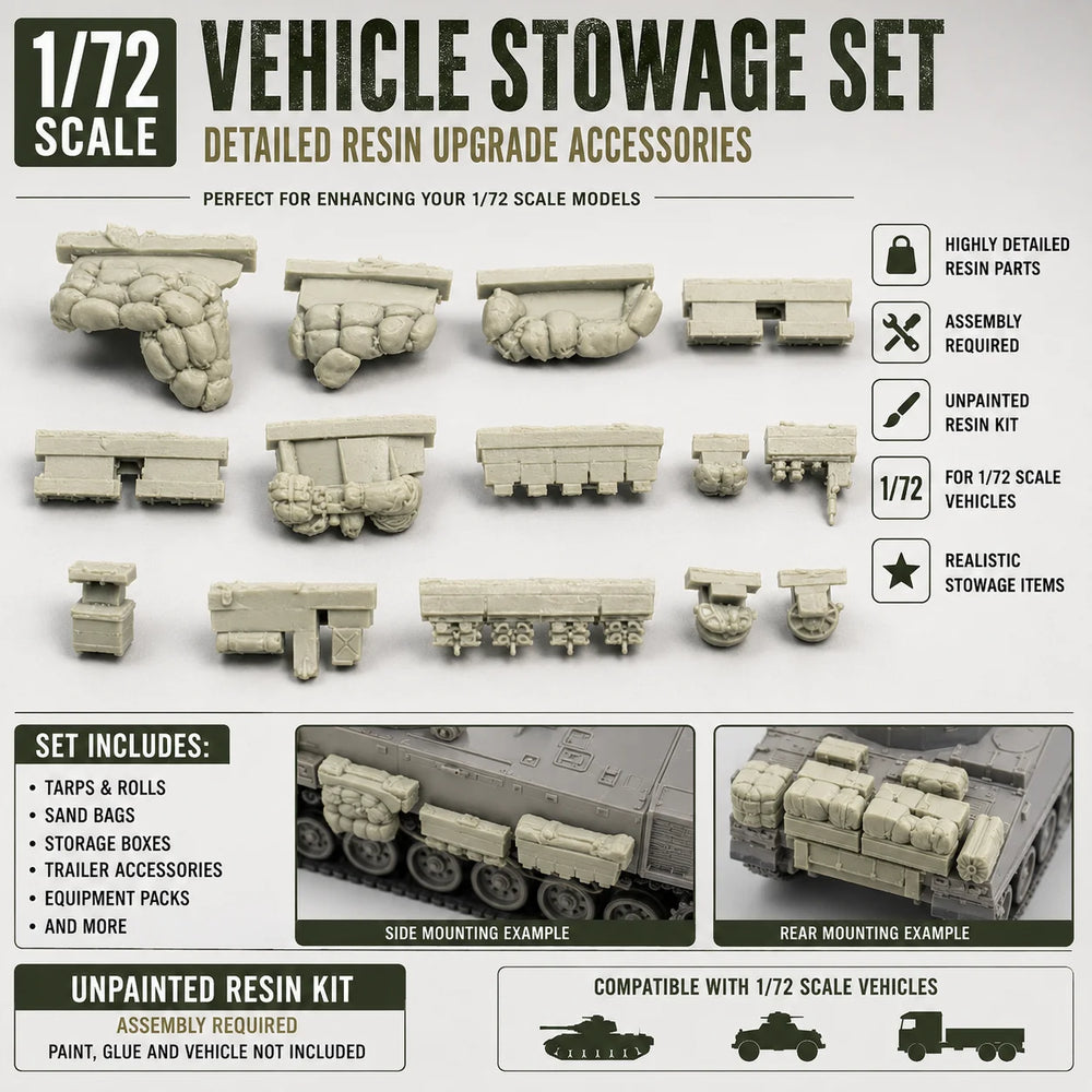 1/72 Modern 1/72 Modern Vehicle Cargo & Stowage Pack, Resin Model Accessory Kit, Unpainted