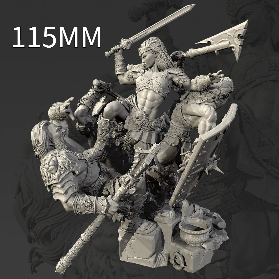 90mm Winged Valkyrie with Dual Swords, Resin Model Figure Kit, Fantasy Theme, Unassembled and Unpainted