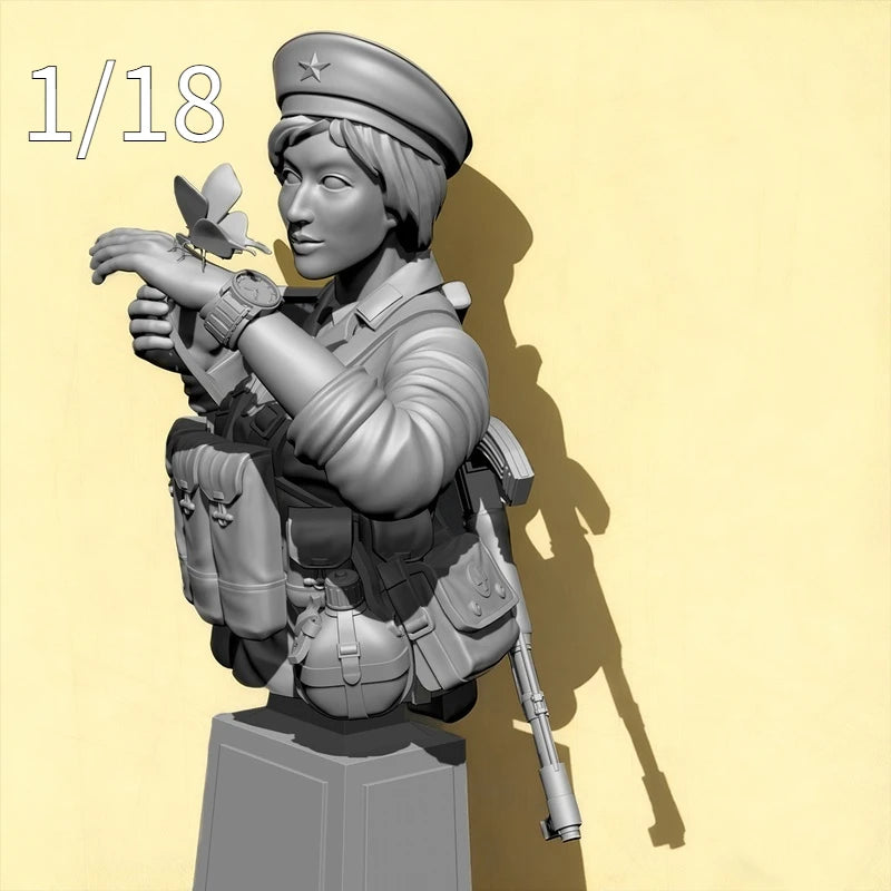 1/18 WWI British Female Soldier with Rifle, Resin Model Figure Kit, Unassembled and Unpainted