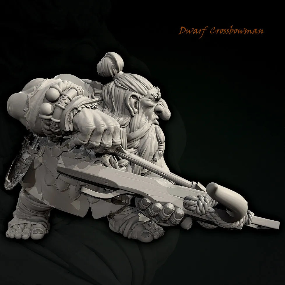 75mm Dwarf Crossbowman, Resin Model Bust Kit, Fantasy Theme, Unassembled and Unpainted