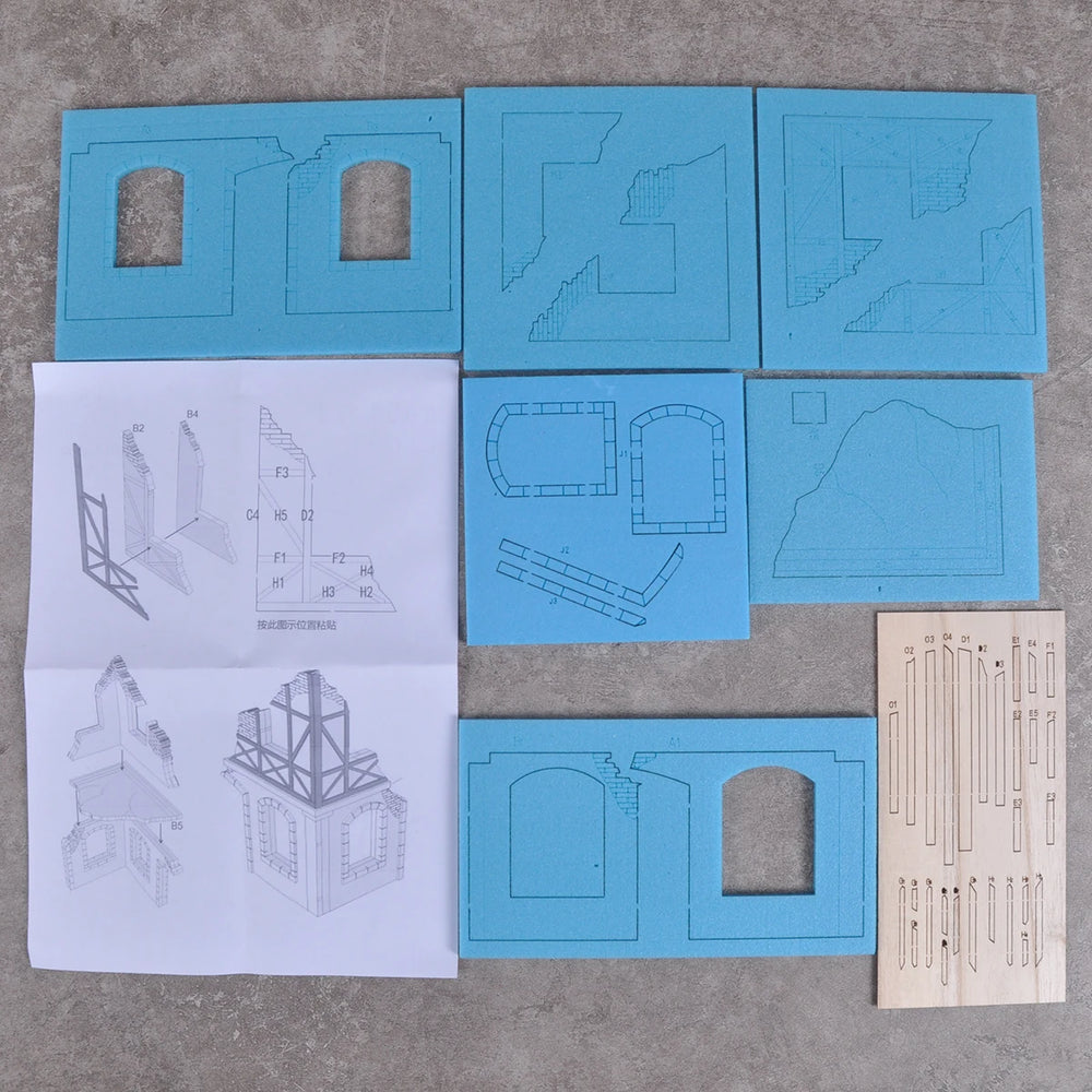 1/35 WWII Ruined Industrial Complex, Resin Model Diorama Kit, Unassembled and Unpainted