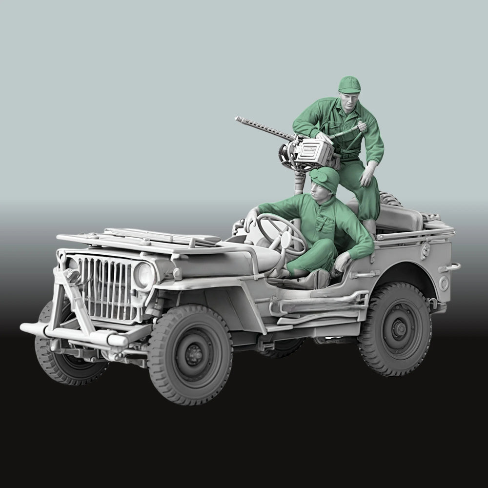 1/35 WWII Allied US Soldiers, 2 Figures, Resin Model Figure Kit, Unassembled and Unpainted