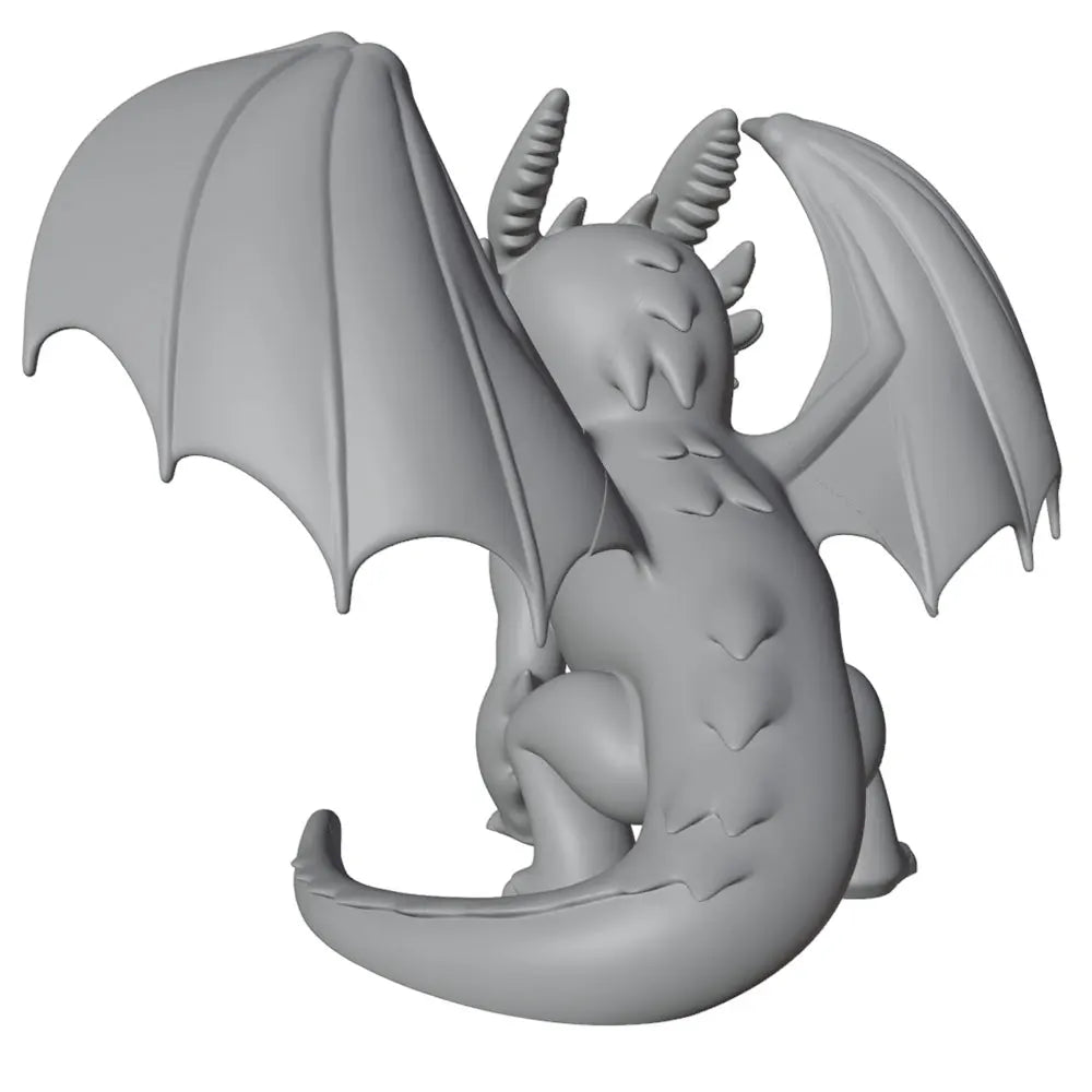 75mm Dragon with Spiraling Horns, Resin Model Figure Kit, Fantasy Theme, Unassembled and Unpainted