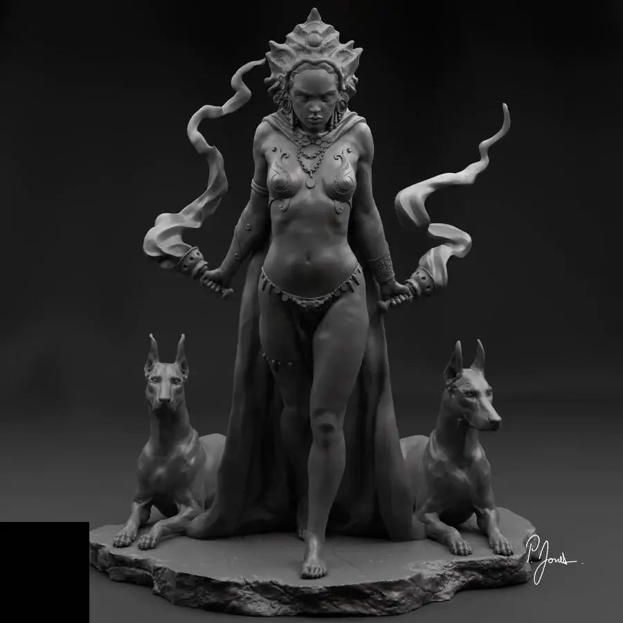 1/24 Dark Fantasy Sorceress with Familiars, Resin Model Figure Kit, Fantasy Theme, Unassembled and Unpainted