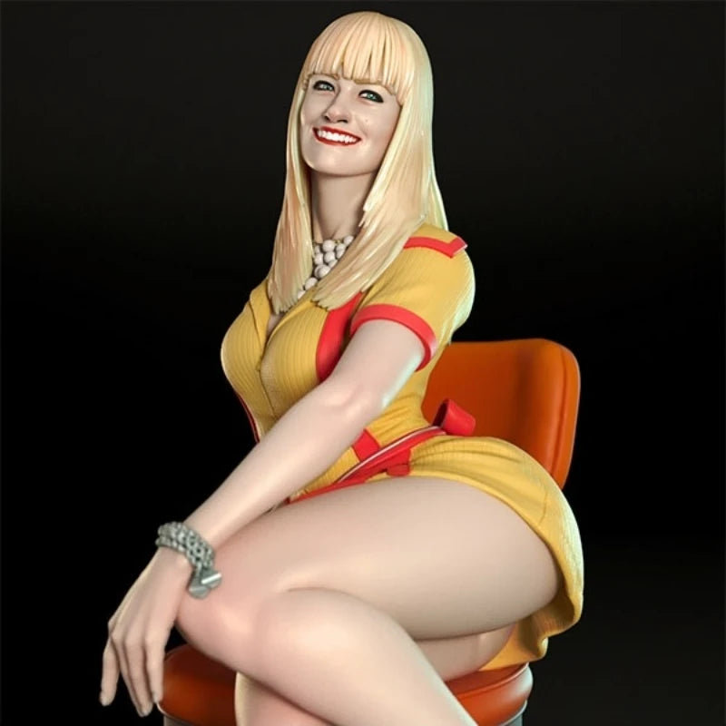 1/24 Beautiful Waitress, Resin Model Figure Kit, Unassembled and Unpainted