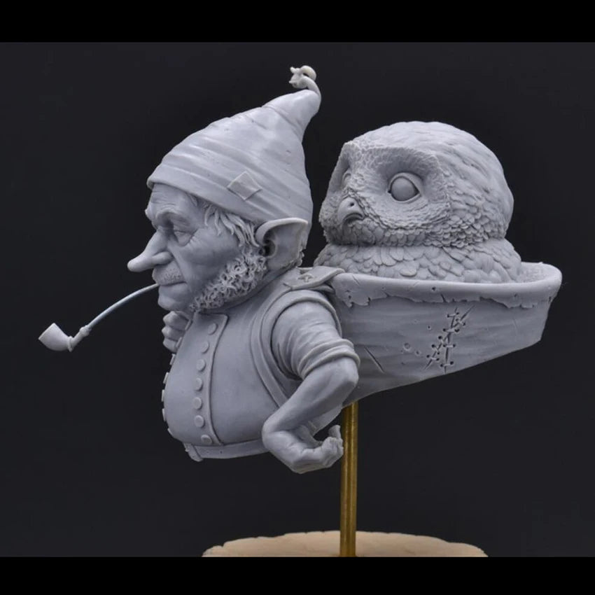 70mm Snokin and the Owl, Resin Model Bust Kit, Fantasy Theme, Unassembled and Unpainted