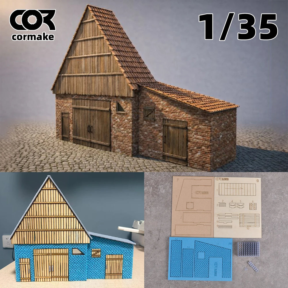 1/35 Rural Barn Warehouse Granary, Resin Model Diorama Kit, Historical Theme, Unassembled and Unpainted
