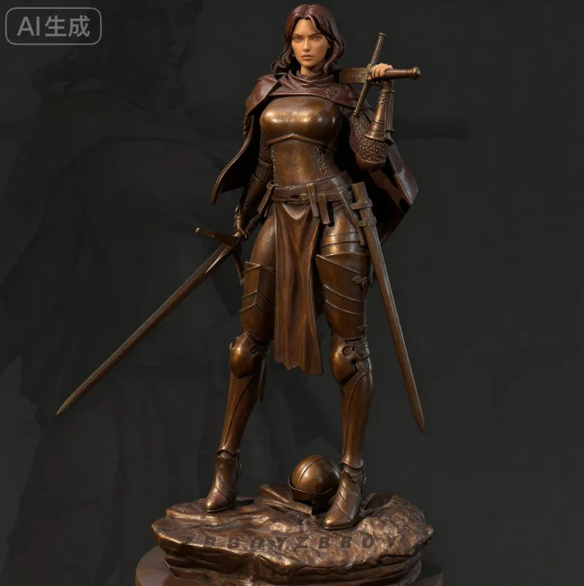 75mm Armored Priestess with Sword and Spear, Resin Model Figure Kit, Fantasy Theme, Unassembled and Unpainted