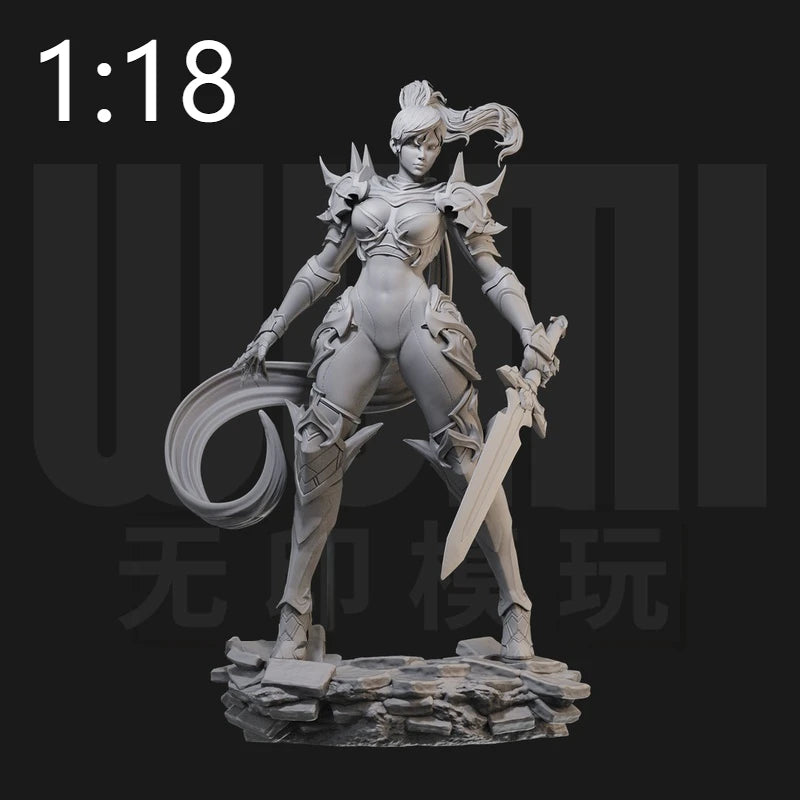1/24 Spiked Armored Warrior with Whip and Sword, Resin Model Figure Kit, Fantasy Theme, Unassembled and Unpainted