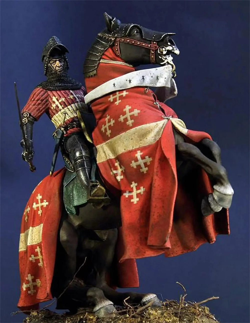 1/24 Medieval Heraldic Knight with Standard, Resin Model Figure Kit, Unassembled and Unpainted
