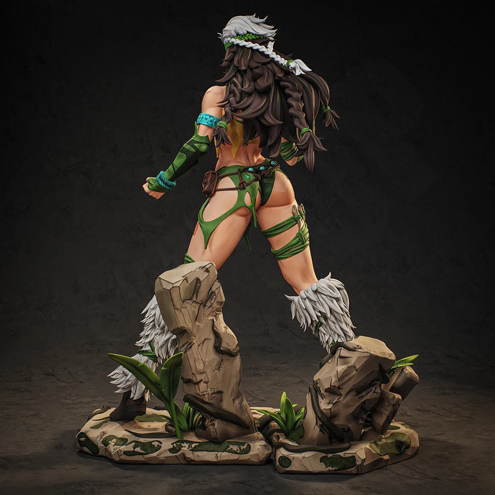 1/24 Barbarian Warrior with Fur Wraps and Long Hair, Resin Model Figure Kit, Fantasy Theme, Unassembled and Unpainted