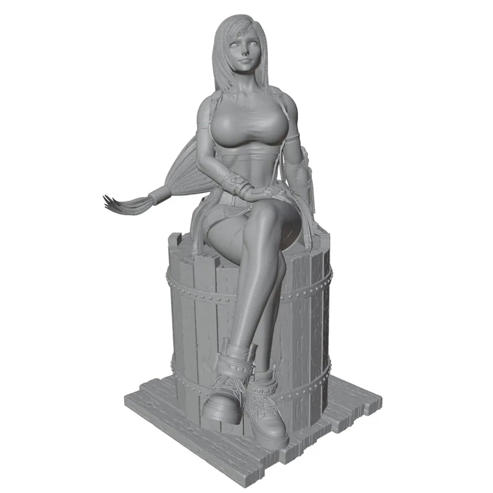 1/24 Pin-up on Barrel Base, Resin Model Figure Kit, Unassembled and Unpainted