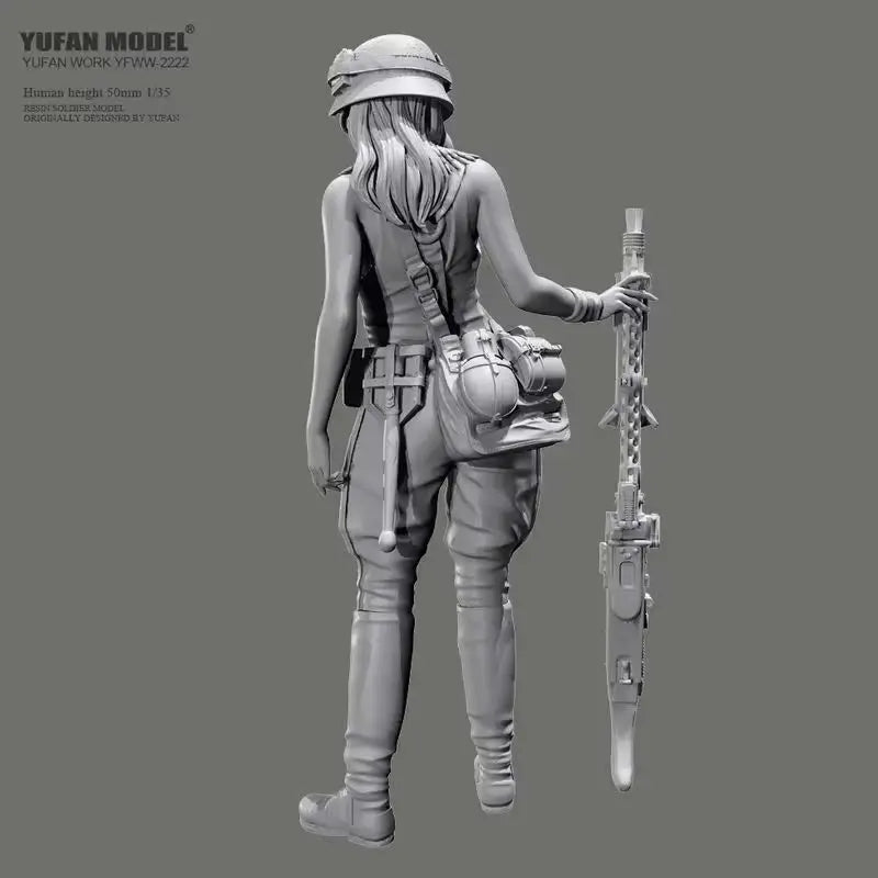 1/35 Modern Female Commando with Rifle, Resin Model Figure Kit, Sci-Fi Theme, Unassembled and Unpainted
