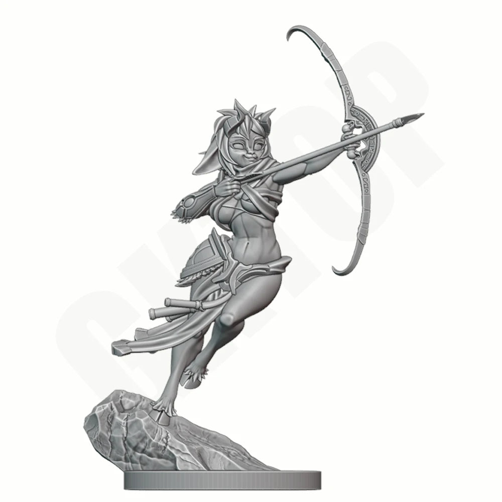 1/24 Beast Ear Huntress, Resin Model Figure Kit, Fantasy Theme, Unassembled and Unpainted
