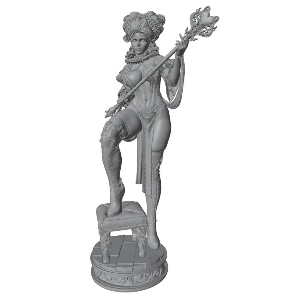 1/24 Sorceress with Orb Wand and Crowned Updo, Resin Model Figure Kit, Fantasy Theme, Unassembled and Unpainted