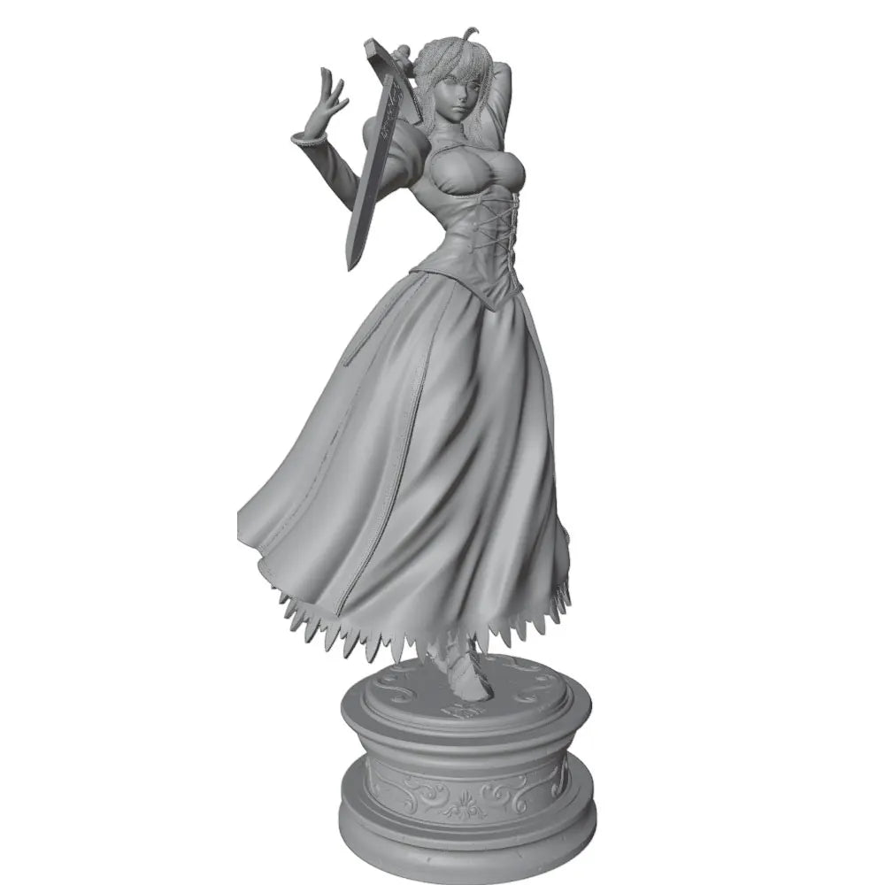 1/24 Blonde Elf in Formal Gown with Sword, Resin Model Figure Kit, Anime Theme, Unassembled and Unpainted