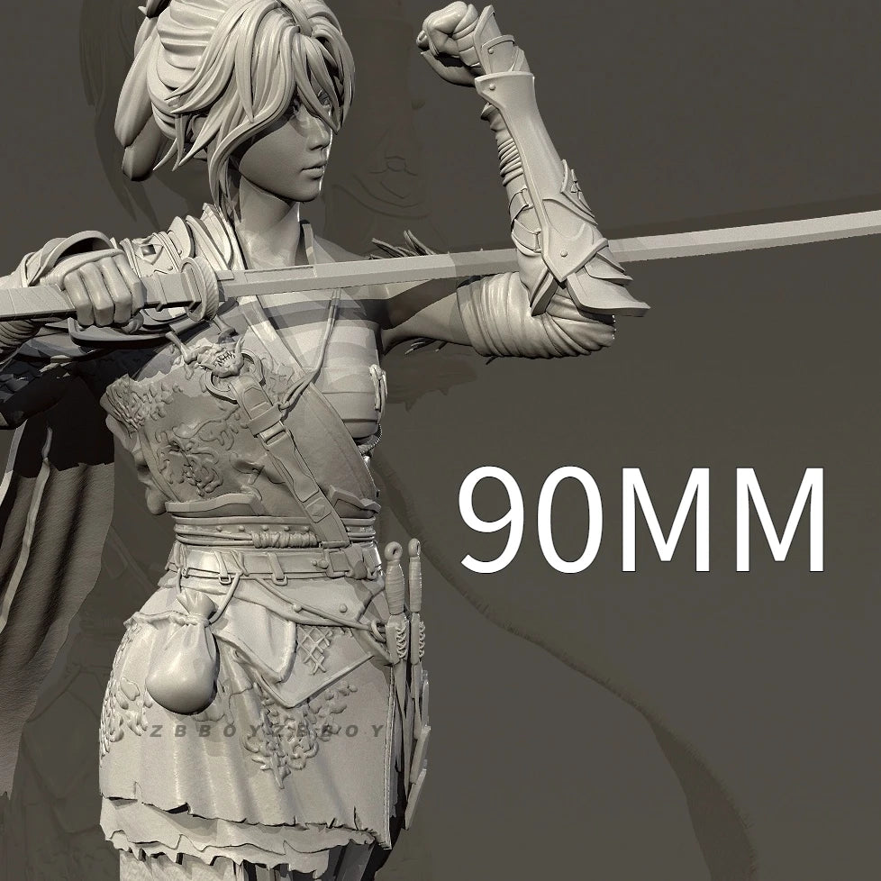 50mm Female Swordsman, Resin Model Figure Kit, Fantasy Theme, Unassembled and Unpainted