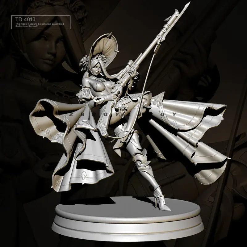 75mm Female Musketeer, Resin Model Figure Kit, Fantasy Theme, Unassembled and Unpainted