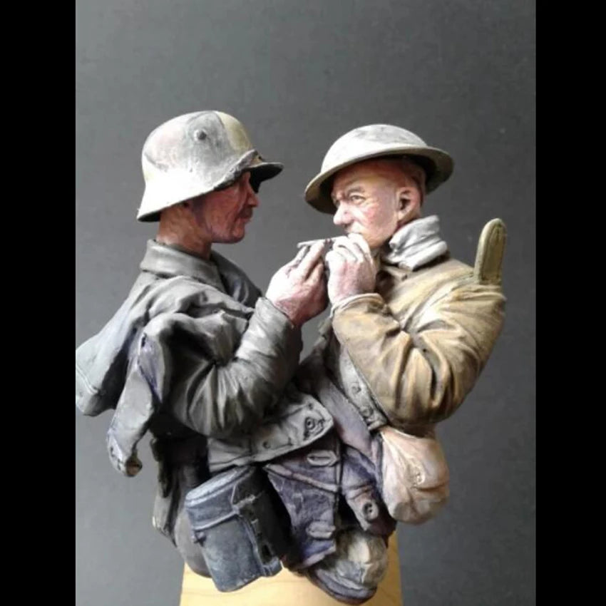 1/10 WWI British/Commonwealth Soldiers, 2 Figures, Resin Model Bust Kit, Unassembled and Unpainted