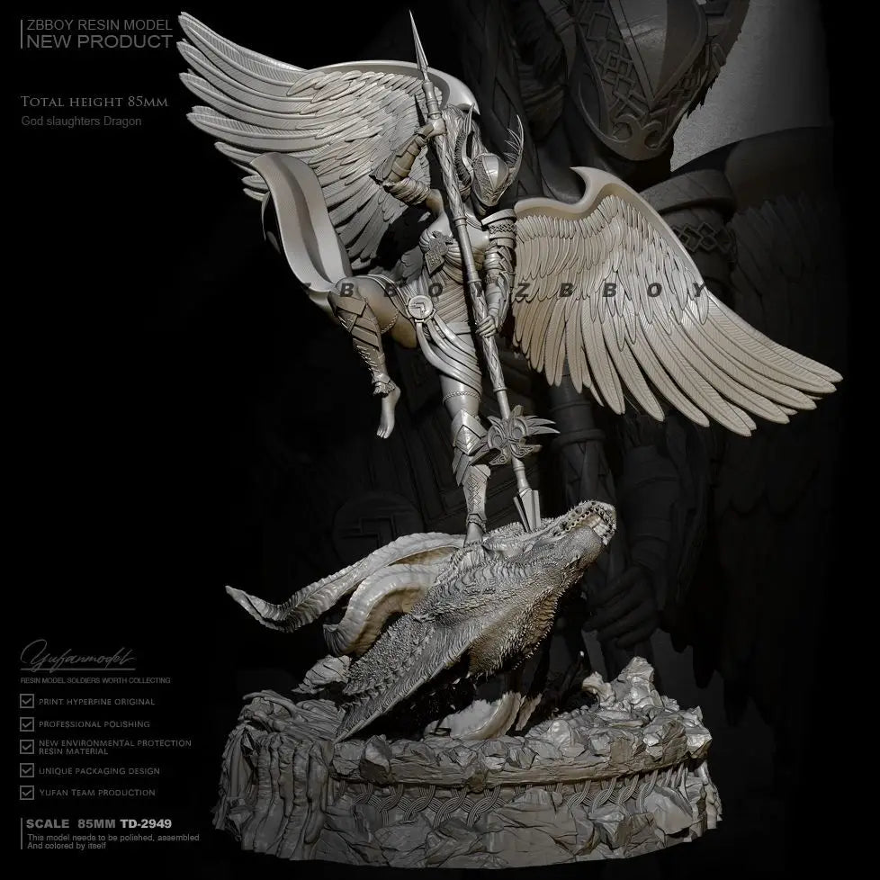 85mm Winged Female Warrior, Resin Model Figure Kit, Fantasy Theme, Unassembled and Unpainted