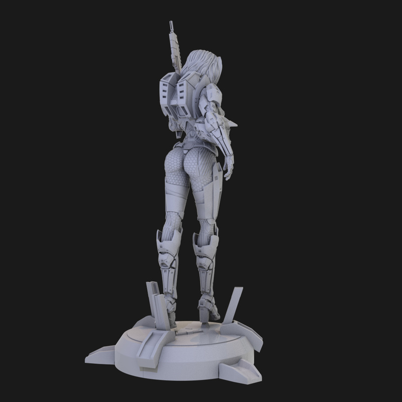 75mm Female Tactical Operator with Rifle, Resin Model Figure Kit, Sci-Fi Theme, Unassembled and Unpainted