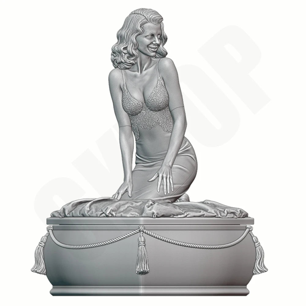 1/24 Vintage Woman on Pedestal, Resin Model Figure Kit, Unassembled and Unpainted