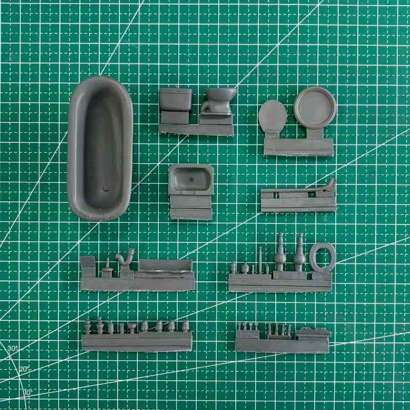 1/35 Bathroom Furniture Scene, Resin Model Diorama Kit, Historical Theme, Unassembled and Unpainted