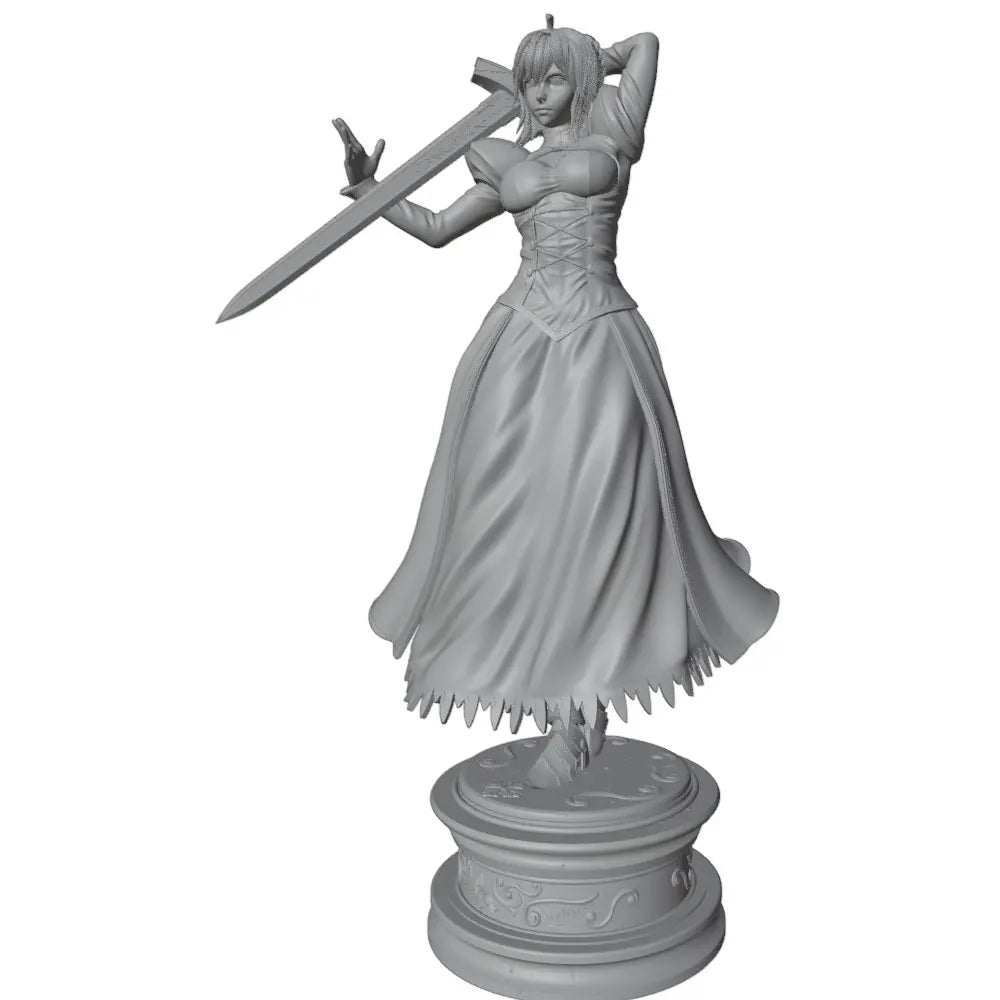 1/24 Blonde Elf in Formal Gown with Sword, Resin Model Figure Kit, Anime Theme, Unassembled and Unpainted