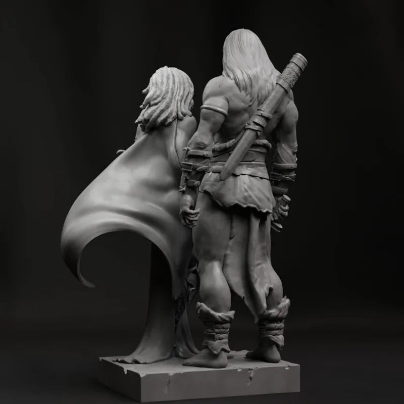 1/24 Medieval Barbarian Warriors with Scythes, 2 Figures, Resin Model Figure Kit, Unassembled and Unpainted