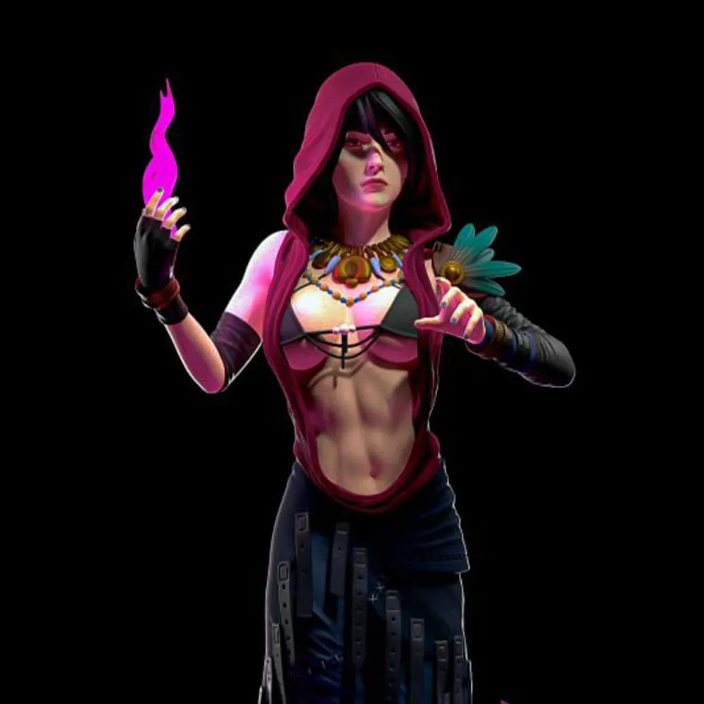 75mm Female Spellcaster, Resin Model Figure Kit, Fantasy Theme, Unassembled and Unpainted