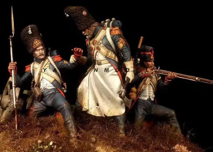 1/24 Napoleonic French Officer & Grenadier, 3 Figures, Resin Model Figure Kit, Unassembled and Unpainted