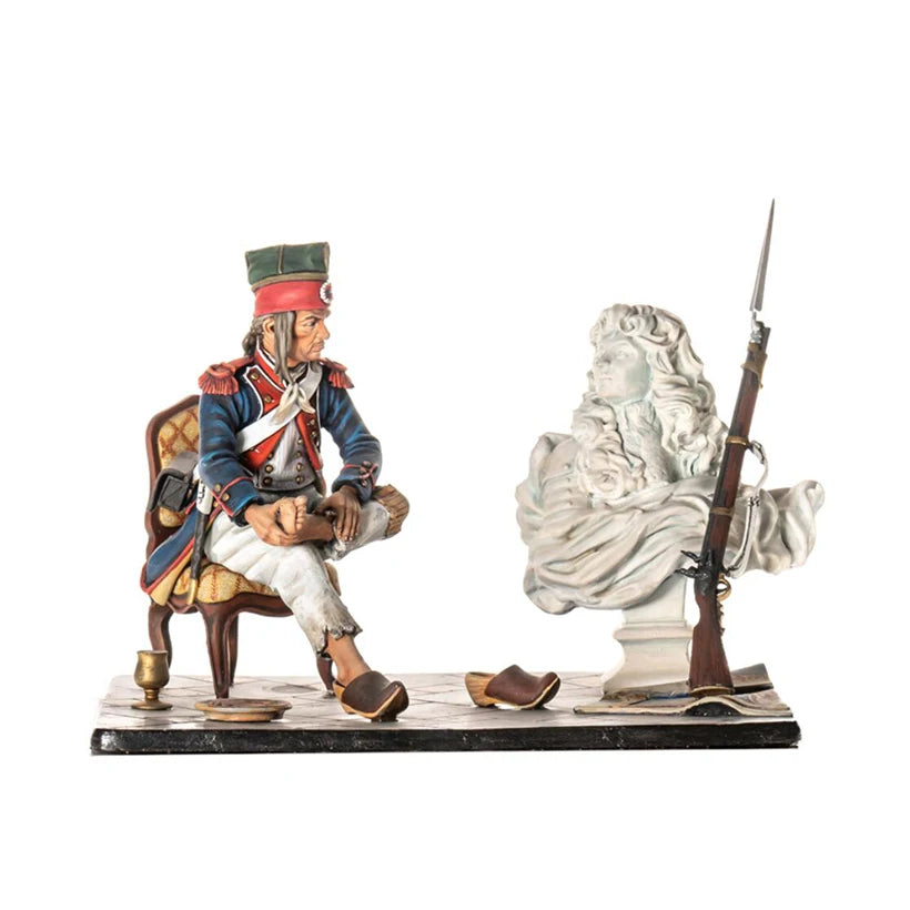 1/18 Napoleonic Cavalry Officer with Horse, Resin Model Figure Kit, Unassembled and Unpainted