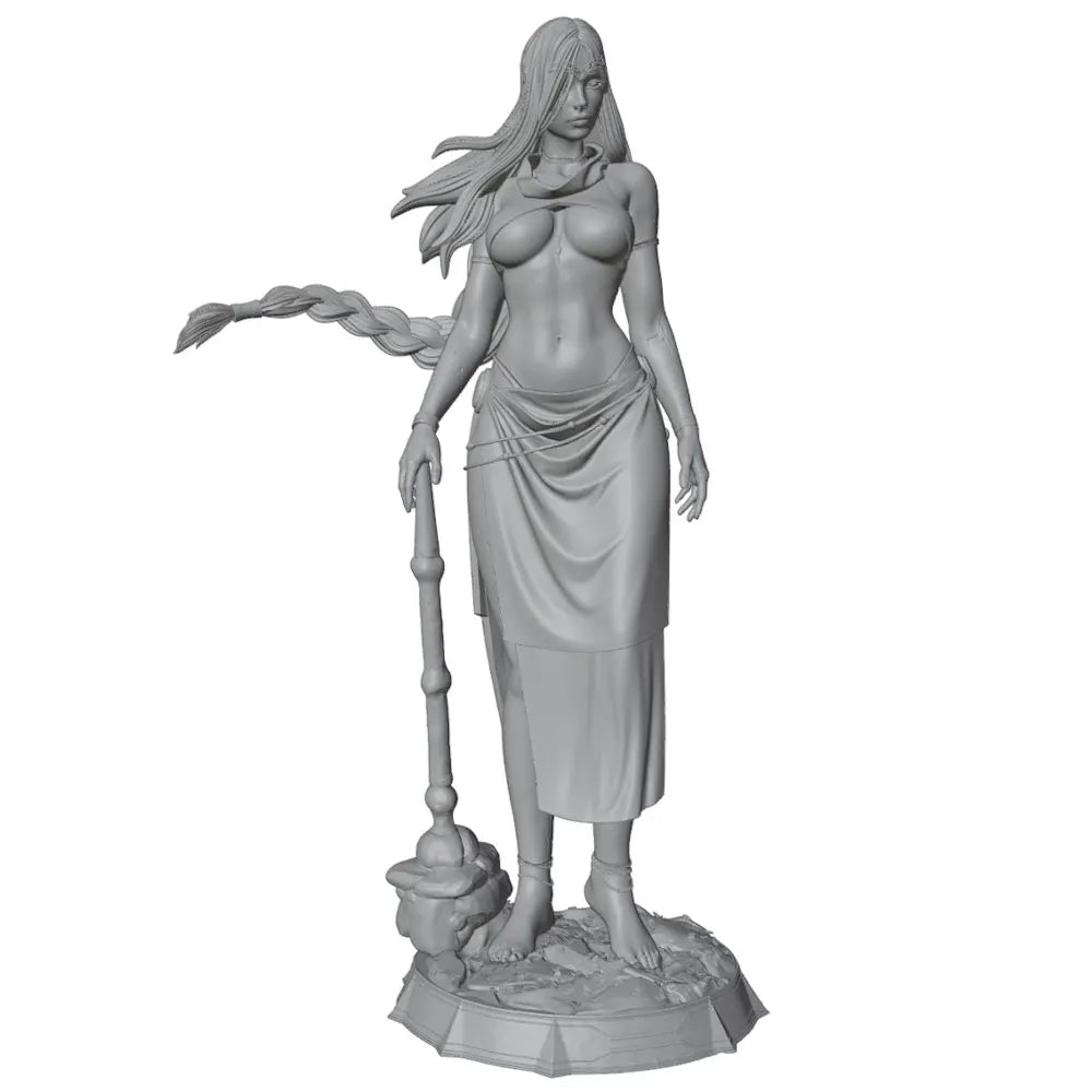 1/24 Sorceress with Gnarled Staff, Resin Model Figure Kit, Fantasy Theme, Unassembled and Unpainted
