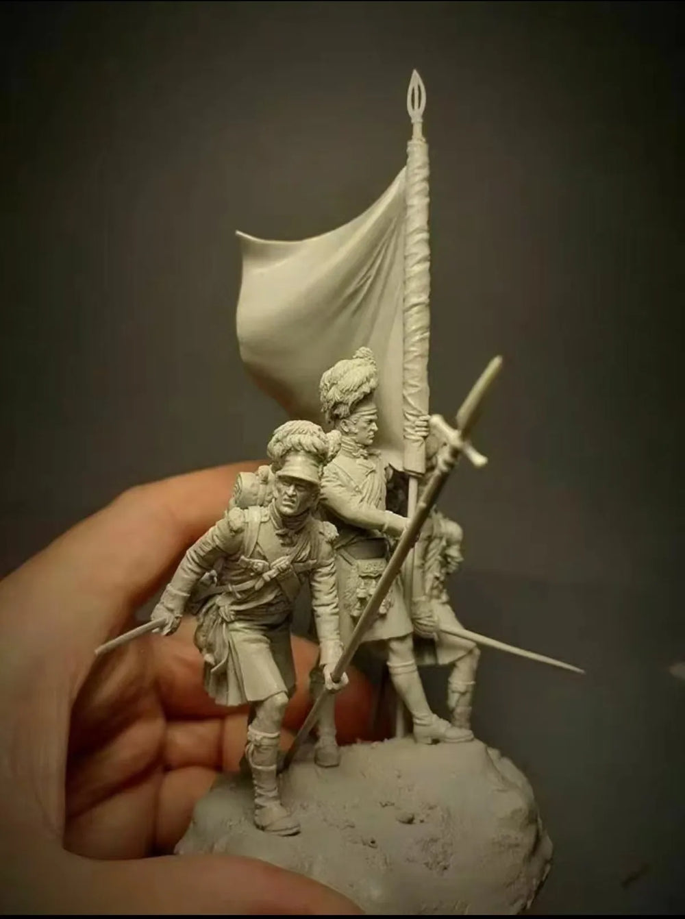 54mm Medieval Fantasy Warrior Command Group, 4 Figures, Resin Model Figure Kit, Unassembled and Unpainted