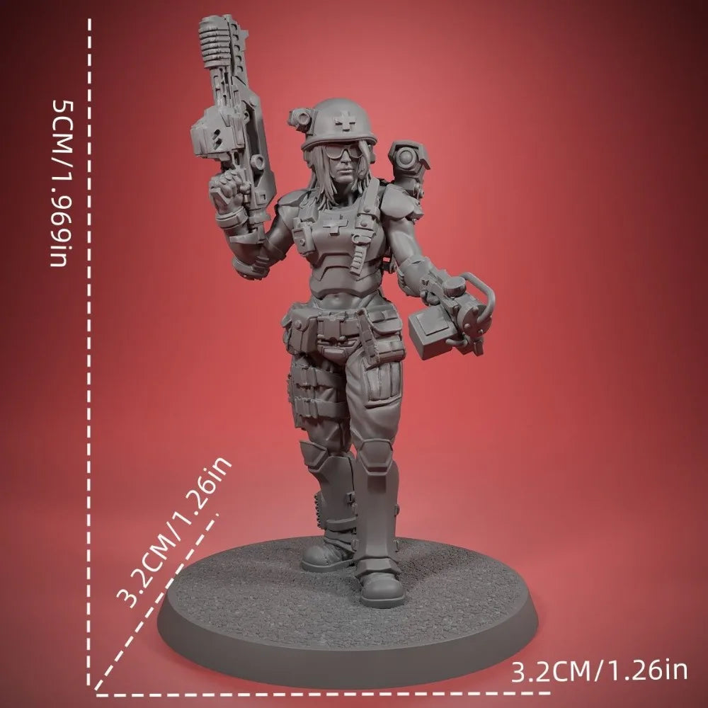 32mm Tactical Soldier, Resin Model Figure Kit, Sci-Fi Theme, Unassembled and Unpainted