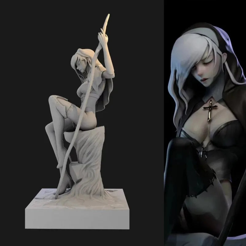 1/24 Fallen Nun, Resin Model Figure Kit, Fantasy Theme, Unassembled and Unpainted