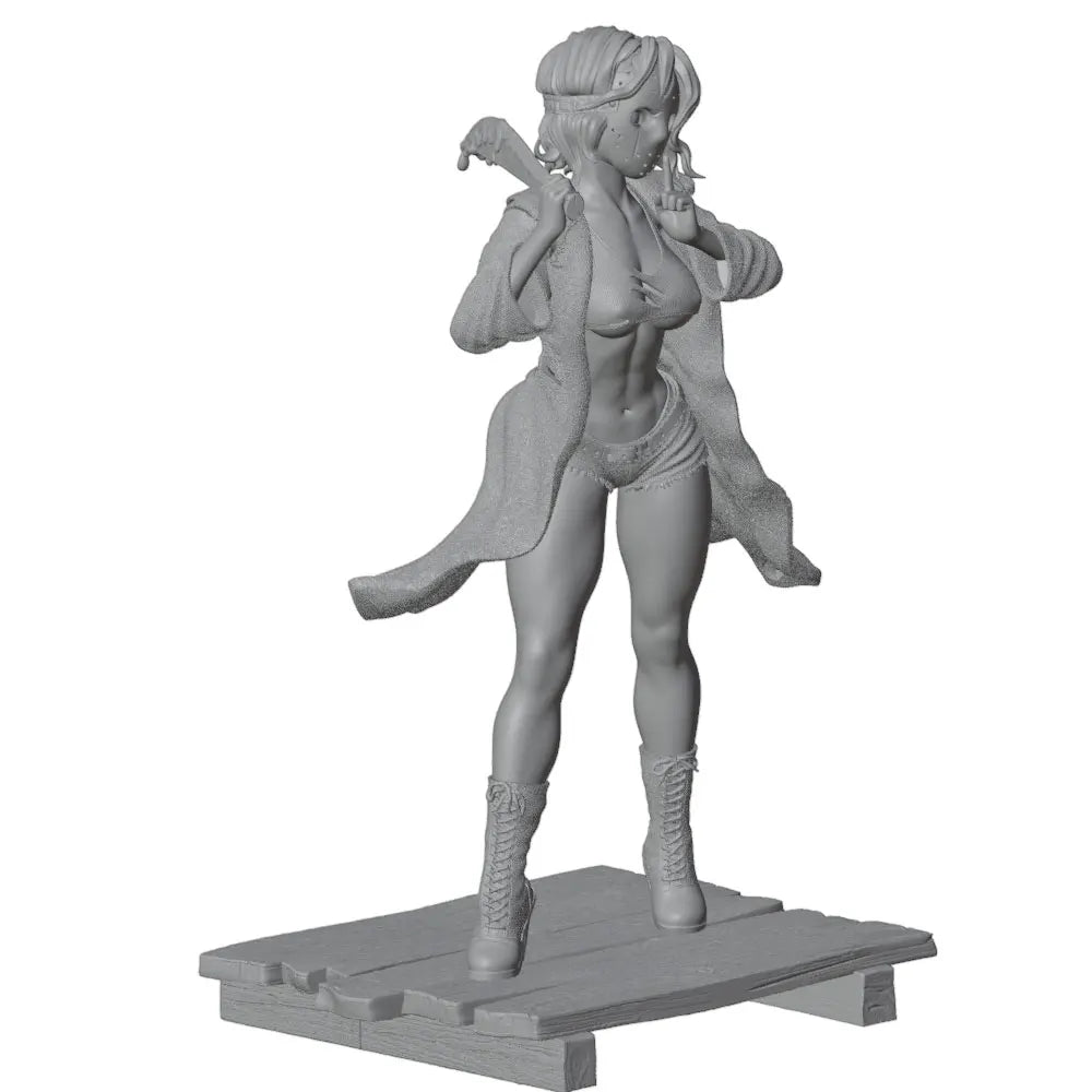 1/24 Skull-Faced Pin-Up in Leather Jacket and Boots, Resin Model Figure Kit, Unassembled and Unpainted