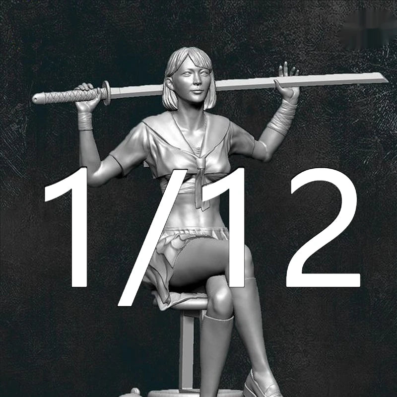 1/12 Female Bodyguard with Polearm, Resin Model Figure Kit, Unassembled and Unpainted