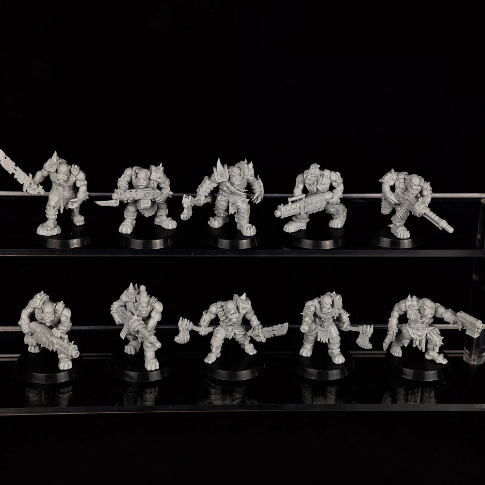 32mm Grimdark Ork Warriors Squad, 16 Figures, Resin Model Figure Kit, Sci-Fi Theme, Unassembled and Unpainted