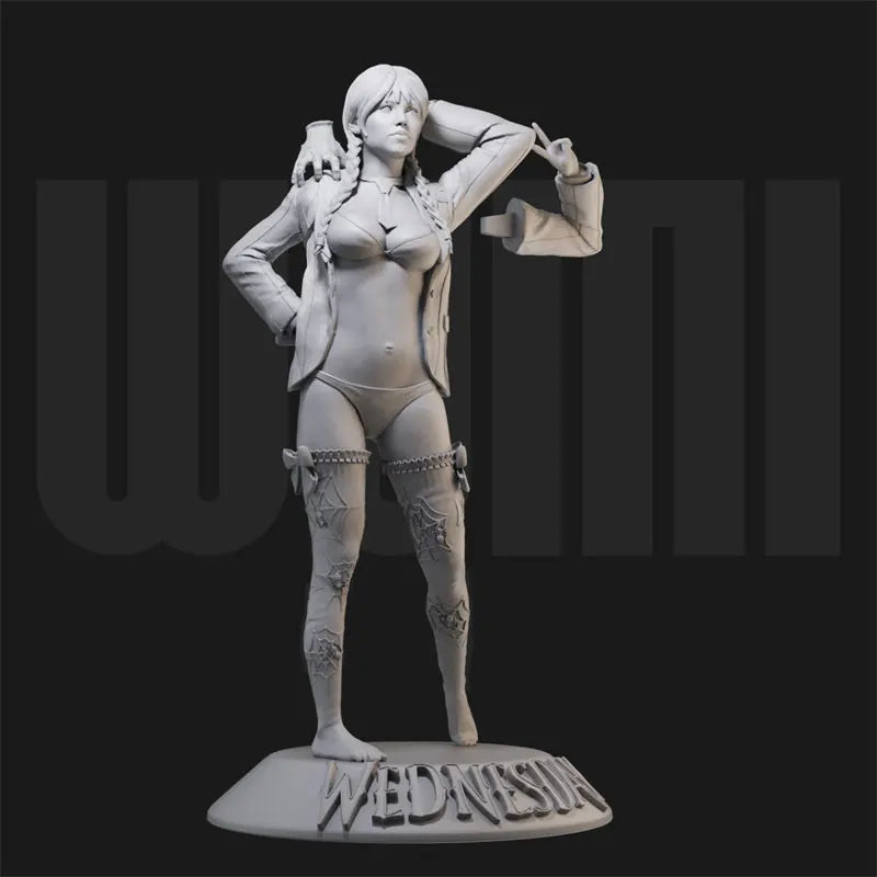 1/18 Gothic Wednesday Addams, 2 Figures, Resin Model Figure Kit, Fantasy Theme, Unassembled and Unpainted