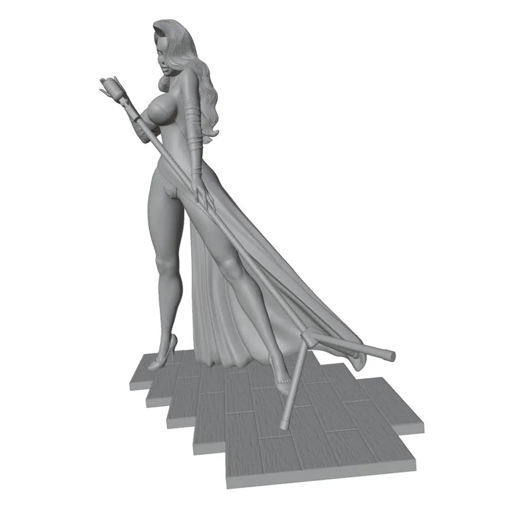1/24 Cloaked Sorceress with Sword and Staff, Resin Model Figure Kit, Fantasy Theme, Unassembled and Unpainted