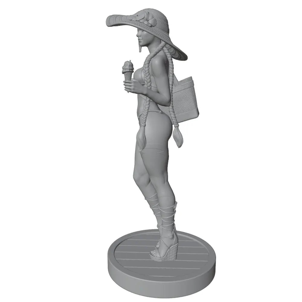 1/24 Beach Pin-up with Tropical Drink and Hat, Resin Model Figure Kit, Unassembled and Unpainted