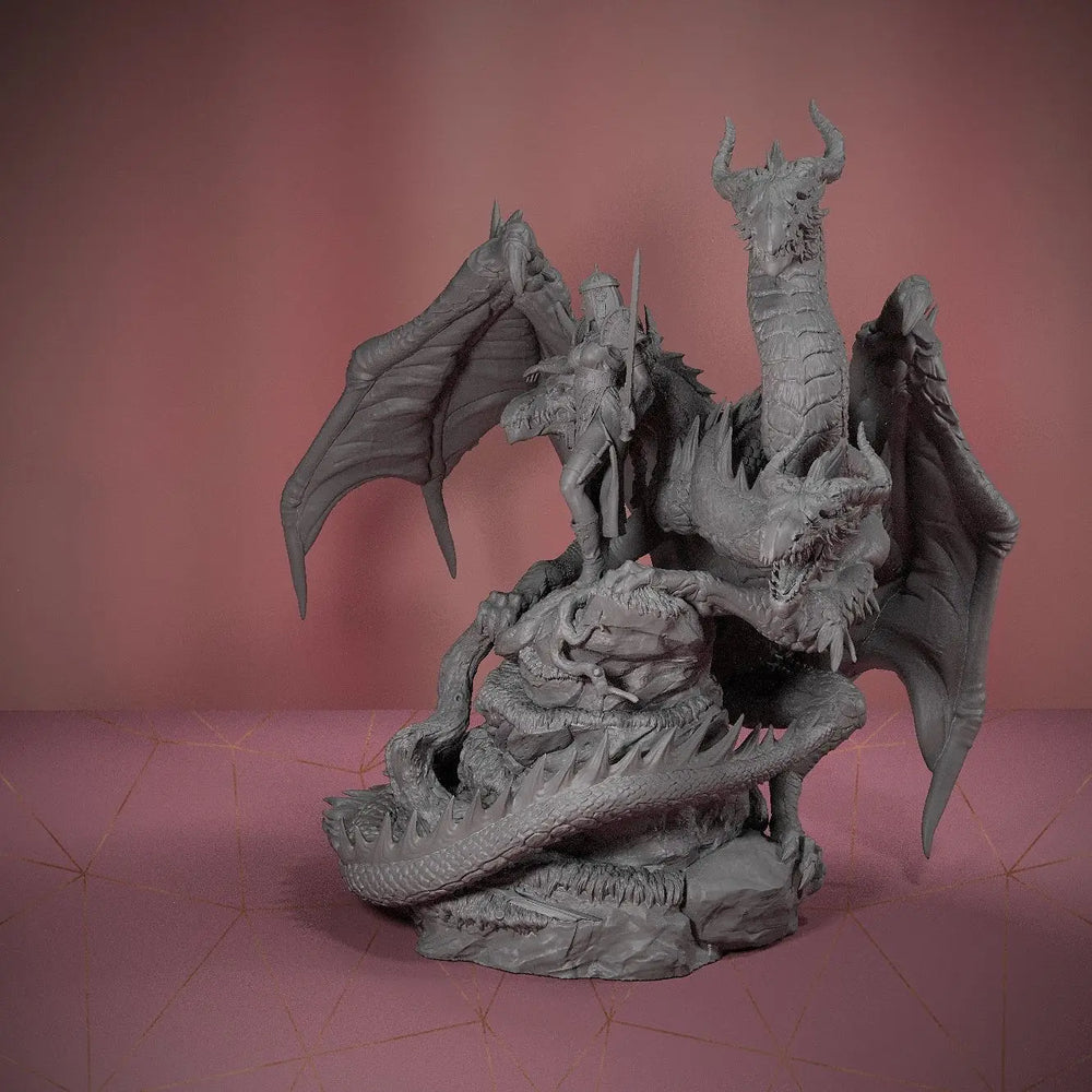 90mm Three-Headed Dragon Queen, Resin Model Figure Kit, Fantasy Theme, Unassembled and Unpainted