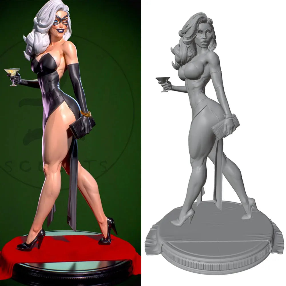 1/24 White-Haired Pin-up, Resin Model Figure Kit, Unassembled and Unpainted