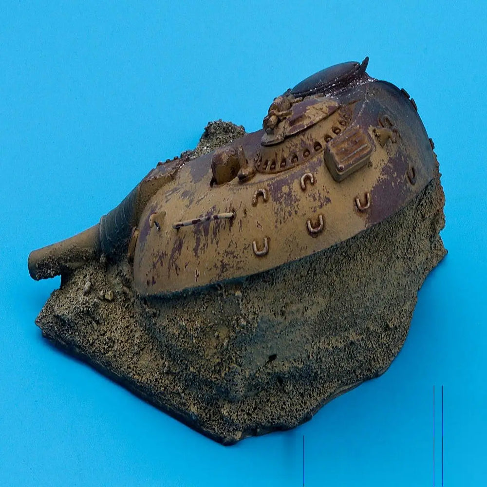 1/35 WWII Destroyed Tank Turret, Resin Model Vehicle Kit, Unassembled and Unpainted