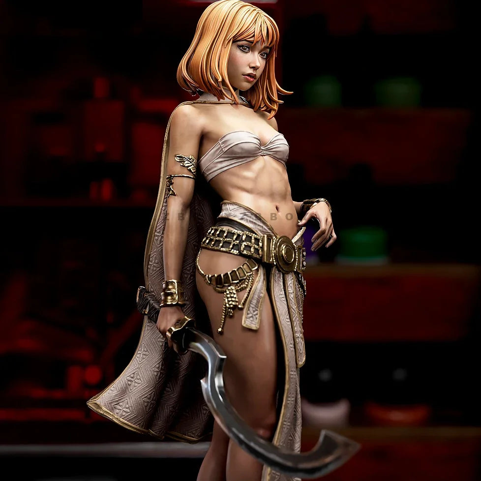 75mm Female Warrior with Scimitar, Resin Model Figure Kit, Fantasy Theme, Unassembled and Unpainted