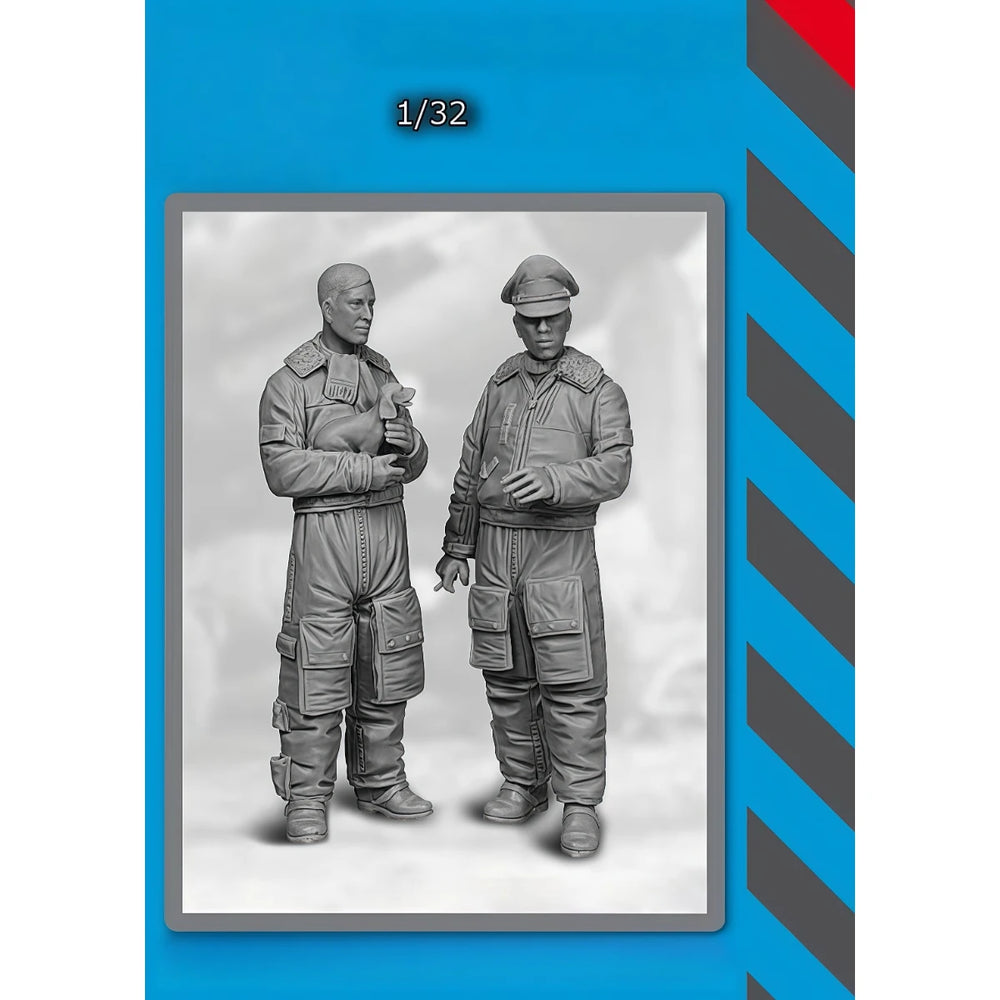 1/32 WWII Military Soldiers, 2 Figures, Resin Model Figure Kit, Unassembled and Unpainted