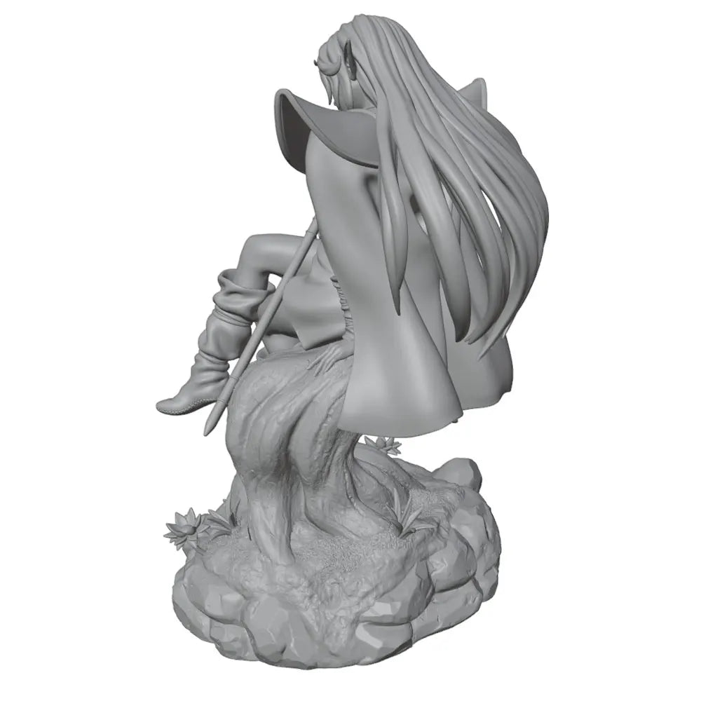 75mm Elf Warrior with Longsword and Flowing Hair, Resin Model Figure Kit, Fantasy Theme, Unassembled and Unpainted