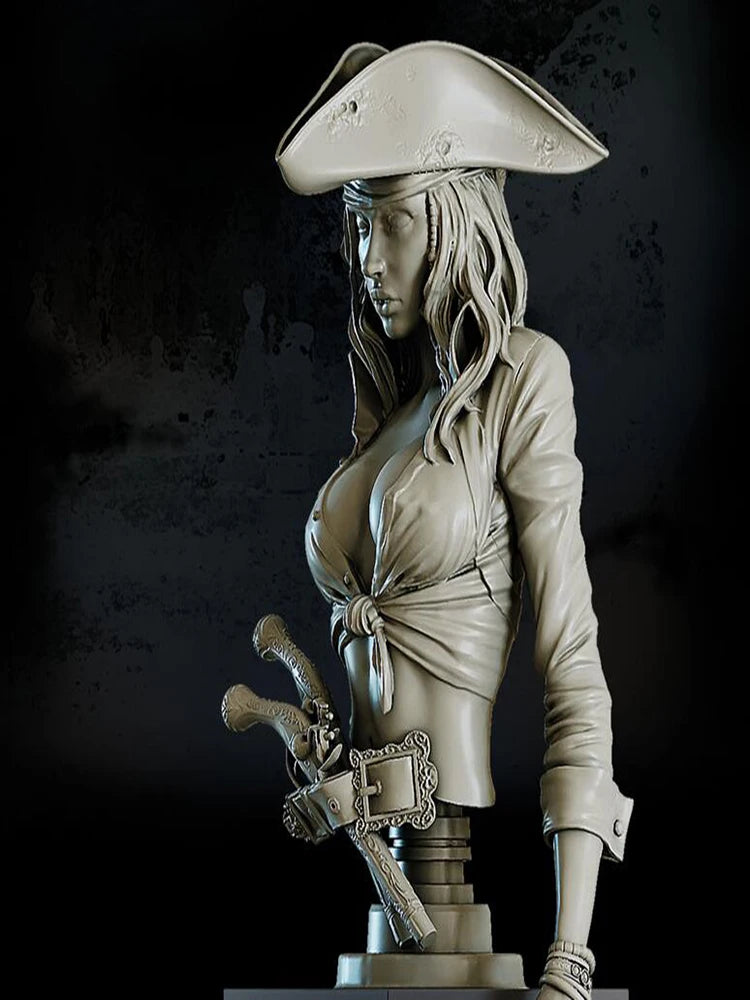 1/10 Female Pirate Officer, Resin Model Bust Kit, Unassembled and Unpainted