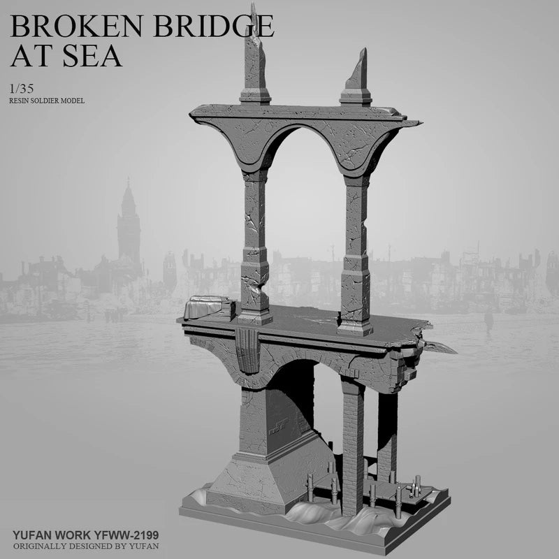 1/35 Ruins Bridge, Resin Model Terrain Kit, Fantasy Theme, Unpainted
